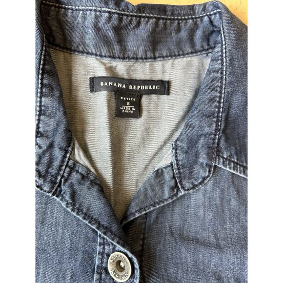 Banana Republic Shirt women S Chambray Denim Button Up Western Cowboy Jean - Picture 5 of 12